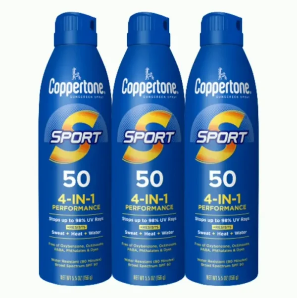 Coppertone\u00A0SPORT Sunblock Spray SPF\u00A050 Water-Resistant, Bulk Pack