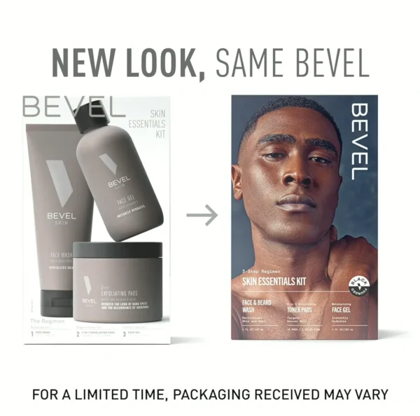 Bevel's Men's Skin Care Kit with Face Cleanser, Glycolic Exfoliant, Plus Lotion