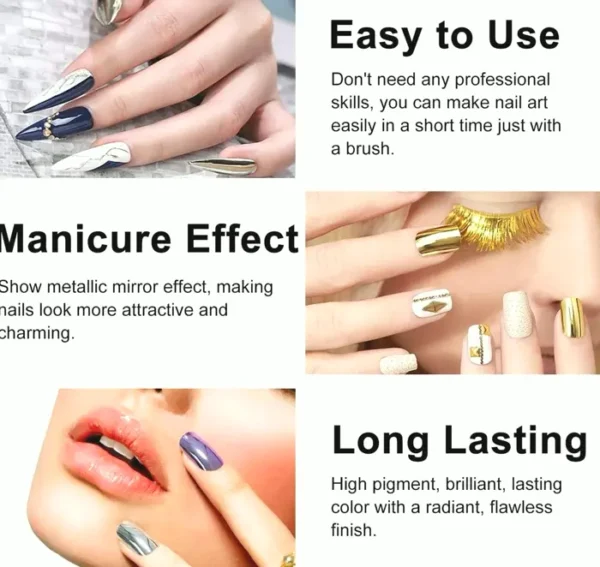 Ownest 12 Colors Mirror Effect Polish Set, Long Lasting Gloss Nail Art