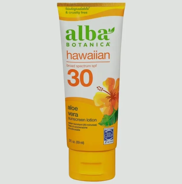 Tropical Sunscreen Lotion, Sun Protection Factor 30, Aloe Vera, 3 Oz