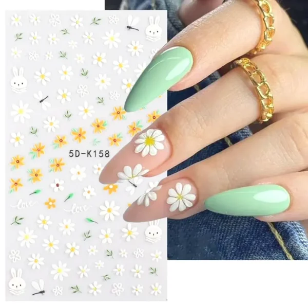 Elegant Daisy Nail Art Sticker Set