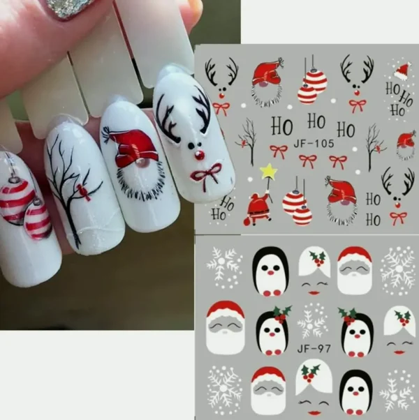 Dozen Pcs Christmas Nail Art Stickers Decals