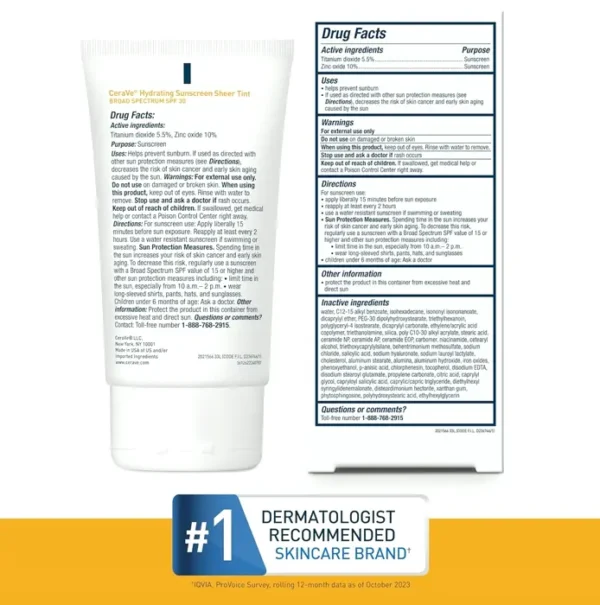 CeraVe's hydrating mineral sunblock with sheer tint, SPF 30, 1.7 oz