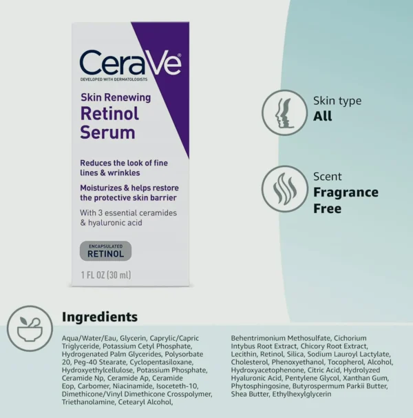 CeraVé Anti Wrinkle Vitamin A Serum | Brightening | One Ounce
