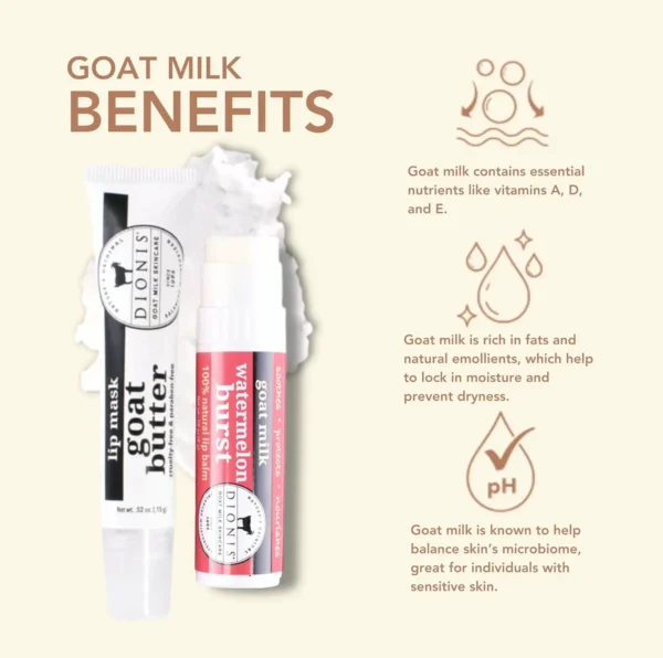Dionis Goat Milk Lip Care Set: Night Mask & Lip Balm