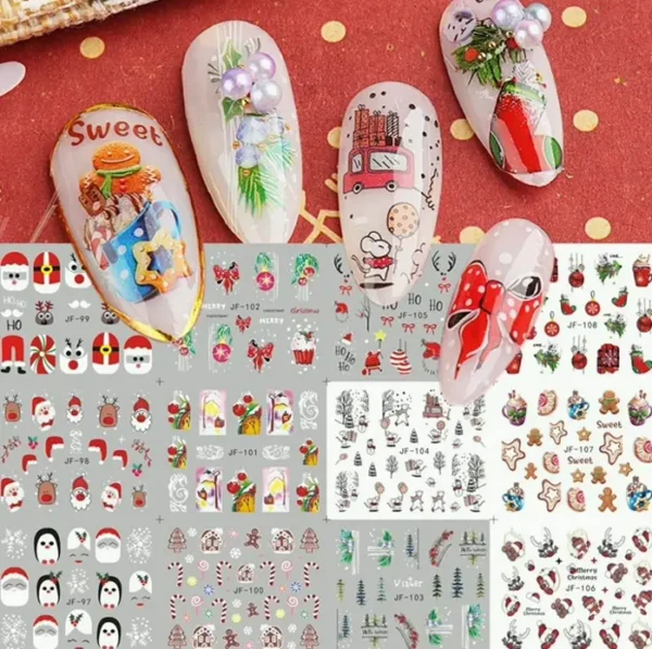 Dozen Pcs Christmas Nail Art Stickers Decals