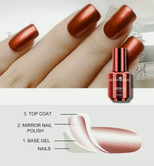 Ownest 12 Colors Mirror Effect Polish Set, Long Lasting Gloss Nail Art