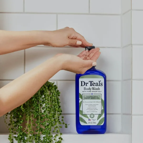 Dr. Teal Body Wash with Epsom Salt, Cannabis Sativa Hemp Oil, 24 (Pack of 2)
