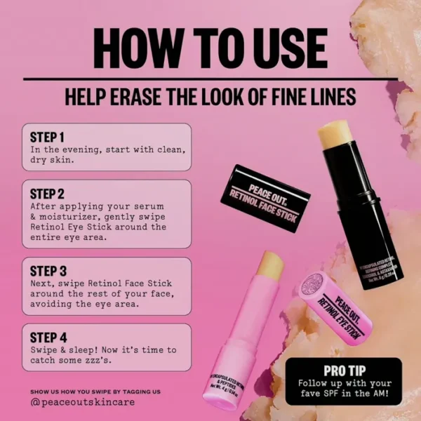 PeaceOut Retinol Eye Stick:  Lessens Fine Lines