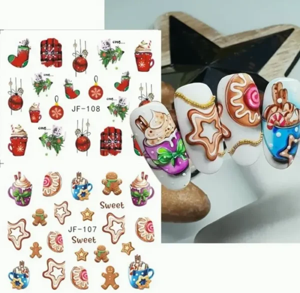 Dozen Pcs Christmas Nail Art Stickers Decals