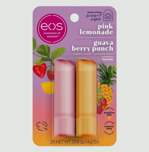 eos Sunset Sips Lip Balm 2-Pack - Lemonade & Guava Berry