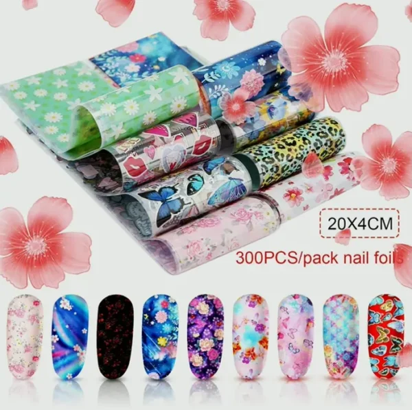 300 Pieces Nail Art Adhesive Decal Kit