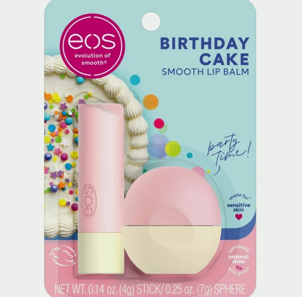 eos Shea Moisturizing Lip Care - Birthday Cake, 0.39 oz