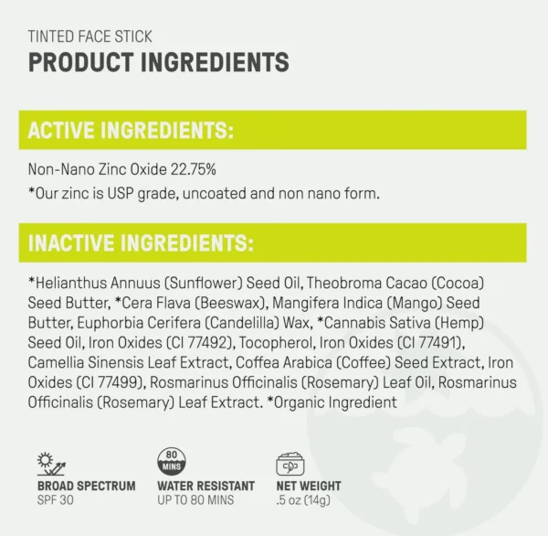 Raw Element SPF 30+ Facial Tint Sunblock, Safe Physical Lotion