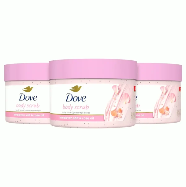 Dove Body Scrub Himalayan Salt & Rose Oil 3-Pack to achieve Silky-Smooth Skin