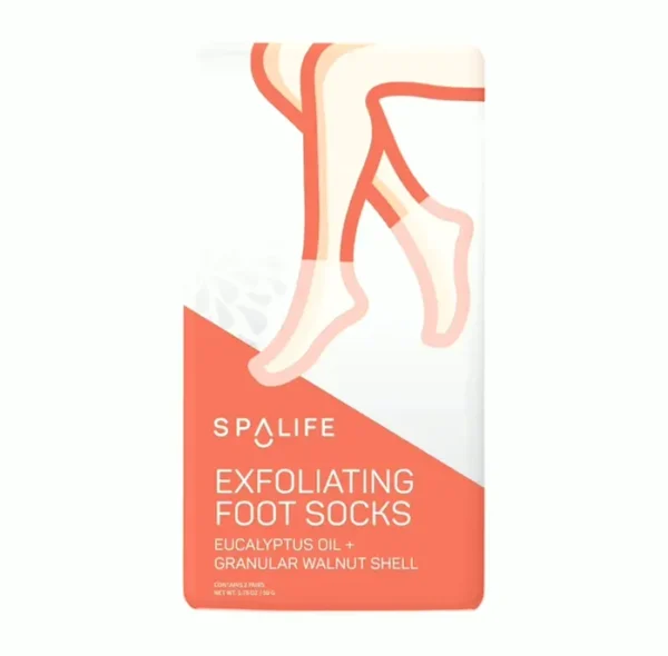 SpaLife Exfoliating Foot Socks - Eucalyptus Oil + Granular Walnut Set of 8