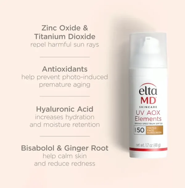Elta MD UV AOX Tinted Mineral Face Sunscreen, SPF 50 Pump, 1.7 oz