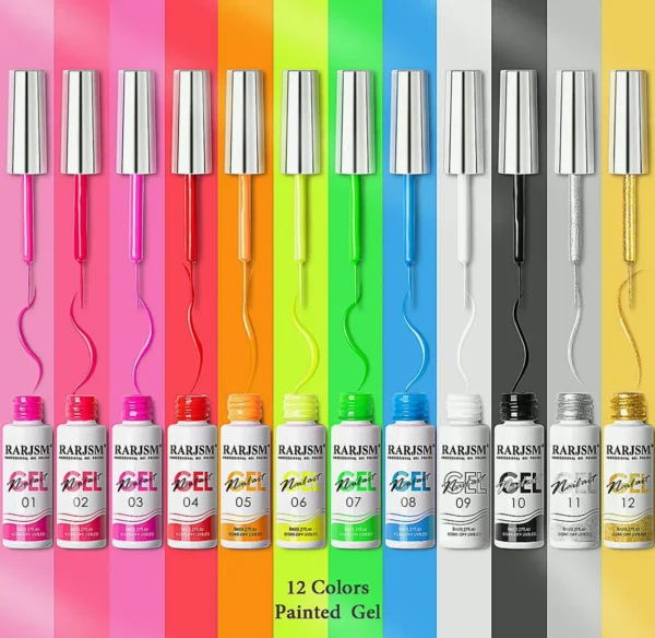 Nail Paint Kit - 12 Neon Colors Including Glitter