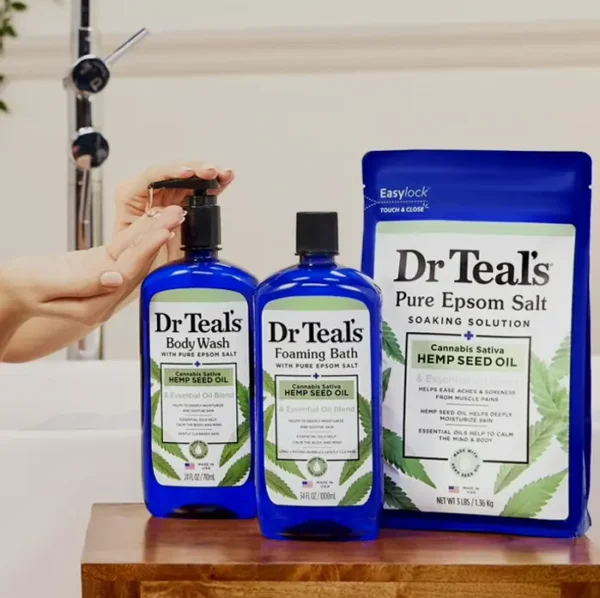 Dr. Teal Body Wash with Epsom Salt, Cannabis Sativa Hemp Oil, 24 (Pack of 2)