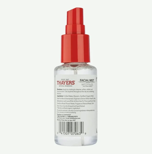 No-Alcohol Hazel Witch Face Spray Toner, Aloe, Roses, Moisturizing, 3 oz