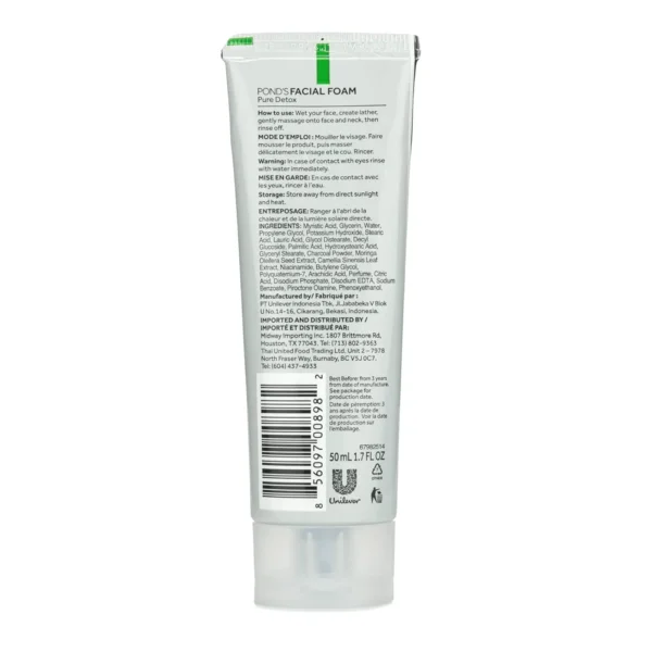 Pond’s Pure Detox Face Wash, 3-Pack, 1.7 Oz Per Unit