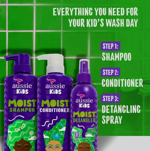 Aussie Kids Hair Wash & Hair Conditioner with Detangler Bundle