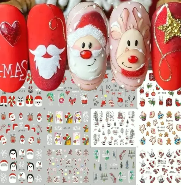 Dozen Pcs Christmas Nail Art Stickers Decals
