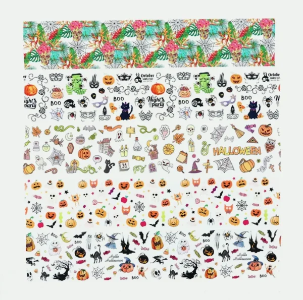Halloween Manicure Foil Stickers Set - Skull Designs