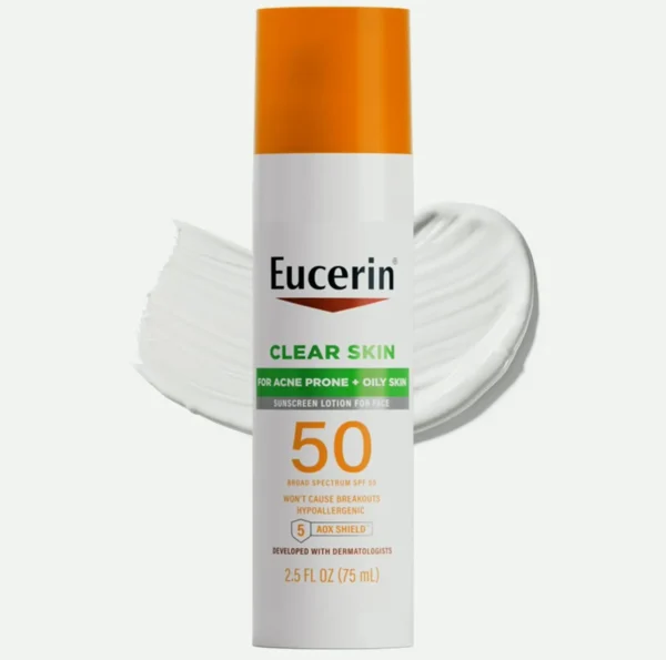Eucerin Sun Clear Skin SPF 50 Face Lotion, Fragrance-Free