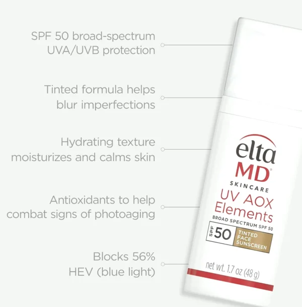 Elta MD UV AOX Tinted Mineral Face Sunscreen, SPF 50 Pump, 1.7 oz