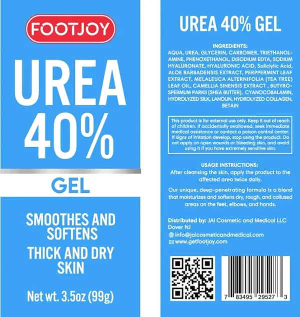 Urea Foot Gel 40% for Cracked Feet, Hands