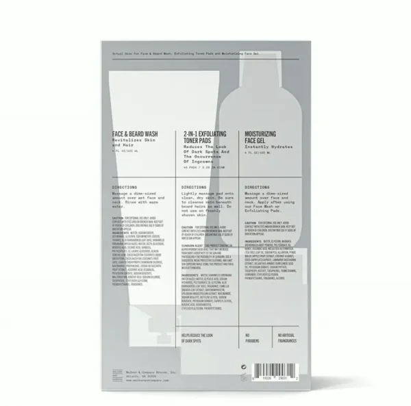 Bevel's Men's Skin Care Kit with Face Cleanser, Glycolic Exfoliant, Plus Lotion
