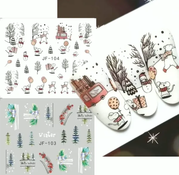 Dozen Pcs Christmas Nail Art Stickers Decals