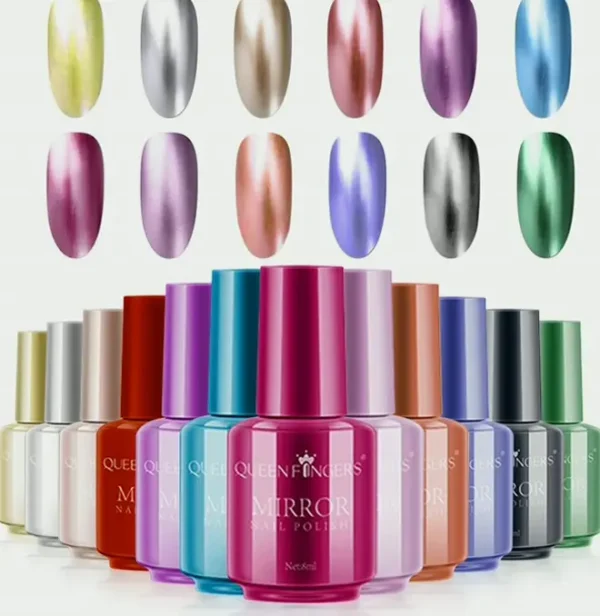 Ownest 12 Colors Mirror Effect Polish Set, Long Lasting Gloss Nail Art