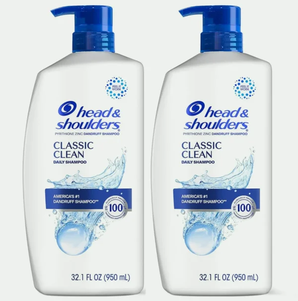 Head & Shoulders Classic Clean Anti-Dandruff Shampoo, 32.1 Oz, 2-Pack