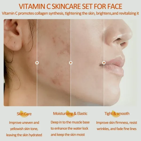 Vitamin C Skin Care Gift Set, 5-in-1 With Wash, Refresher, Serum